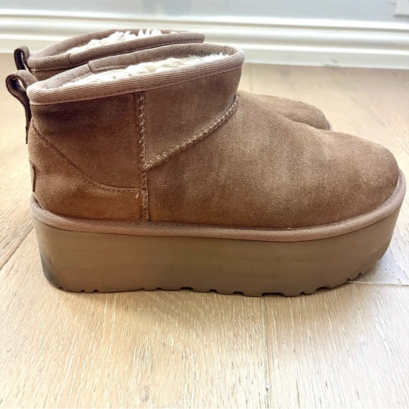 UGG Chestnut Suede Platform Boots - Picture 1 of 5